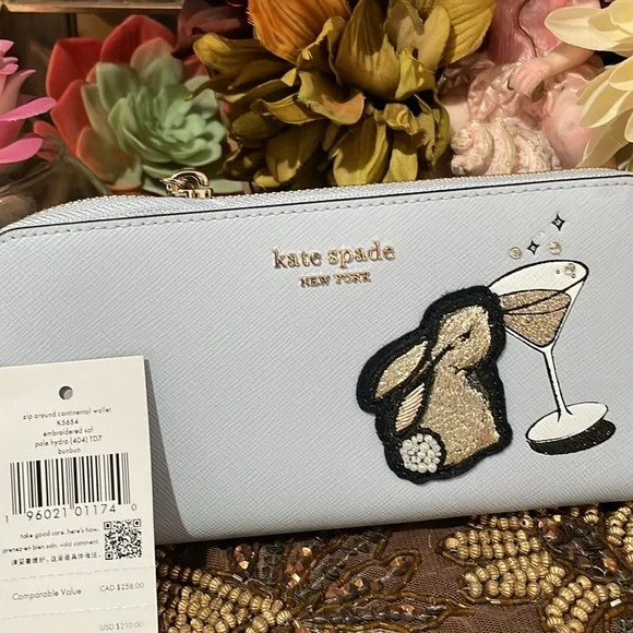 Colectebel🐇🍸 Kate Spade New York Bunbun Bunny Zip Around Continental Wal… - Picture 6 of 13